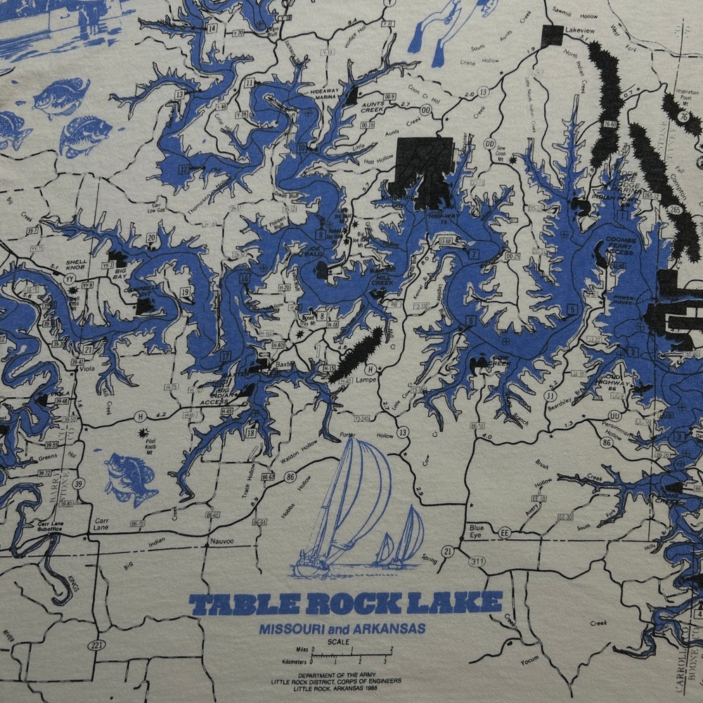 Vintage Delta Table Rock Lake AOP Map Graphic Tee Cream XL Men - Picture 13 of 16